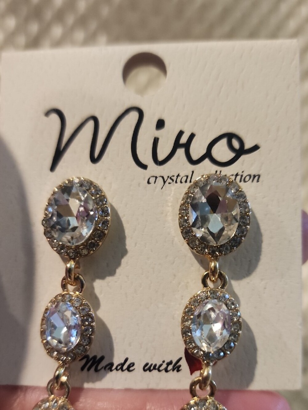 Miro Gold-Tone Clear Crystal Teardrop Dangle Earrings - Picture 4 of 5